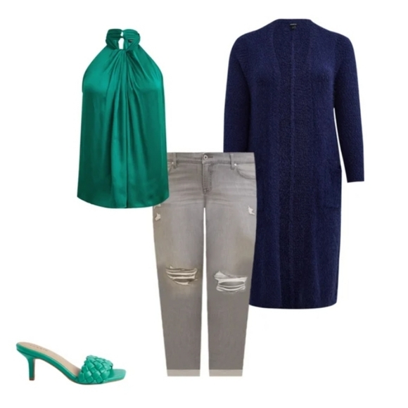 Torrid Satin Knot Front High Neck Tank - Picture 2 of 6